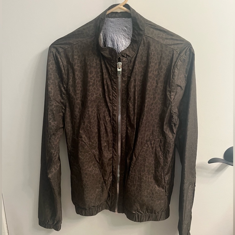 Brown leopard print windbreaker jacket